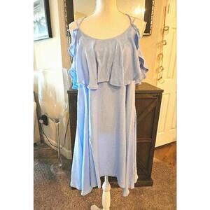 A. Peach Stylish Cold Shoulder Dress - Light Blue # 53